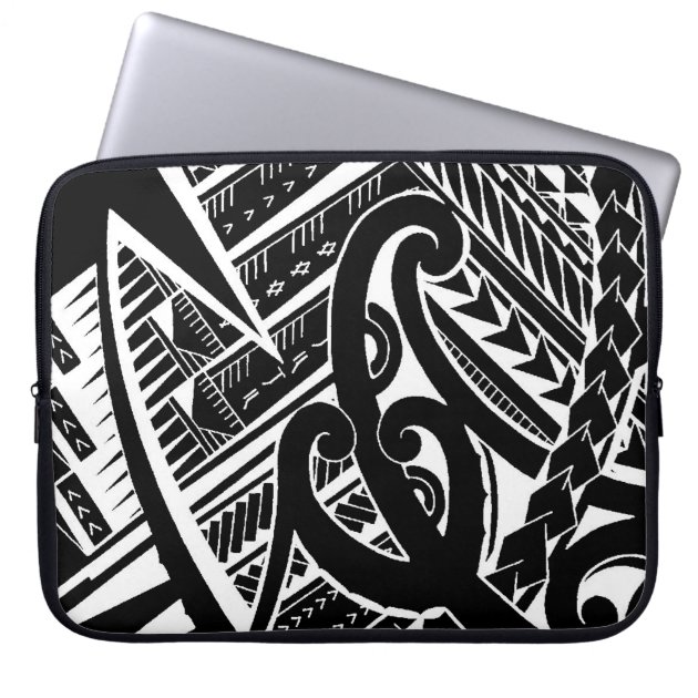 inverted black samoan tattoo design tribal artwork laptop sleeve